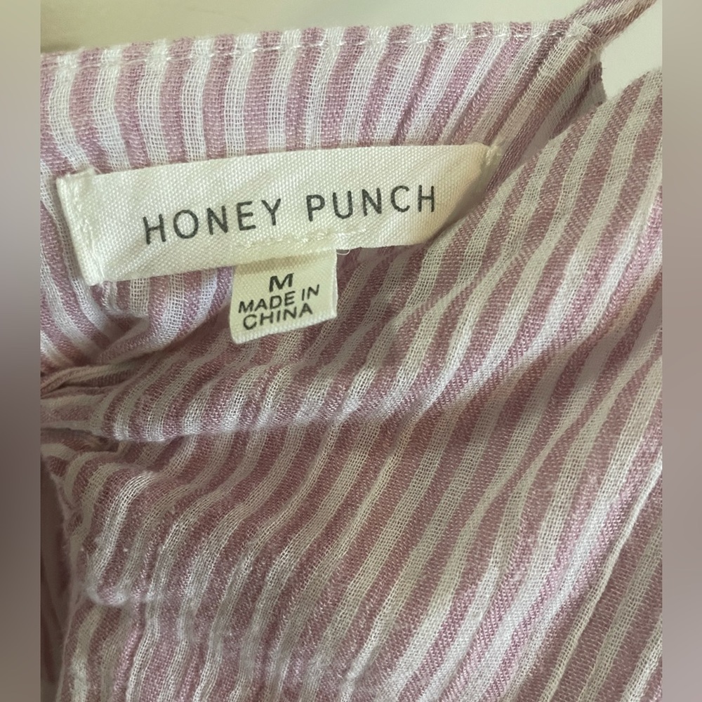Honey Punch MiniDress Stripes Pink White Sleeveless Scoop Neckline Size M - Picture 12 of 14